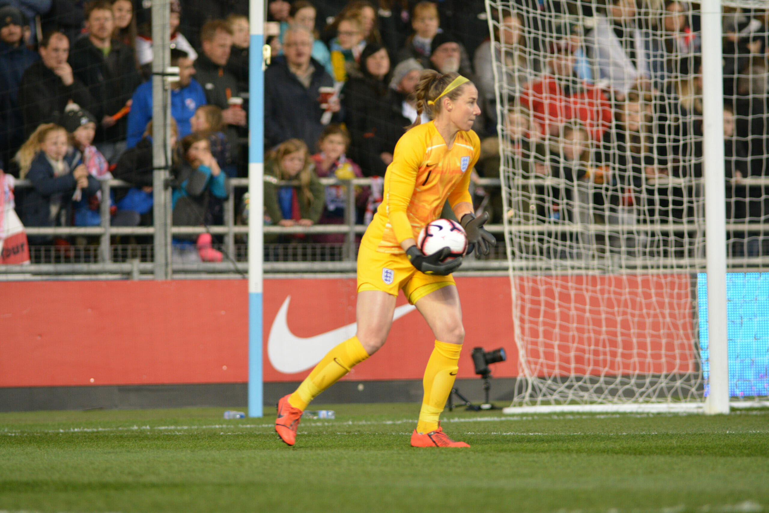 England's Goalkeeper Karen Bardsley with the ball